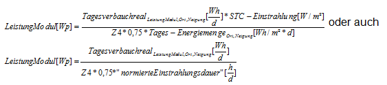 Auslegung Solargenerator 4 Formel 1