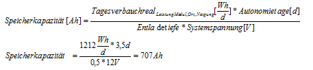 Auslegung des Batteriespeichers Formel 1